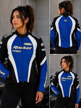 Joe Rocket Lotus Women's Armored Textile Motorcycle Jacket Blue Black XS